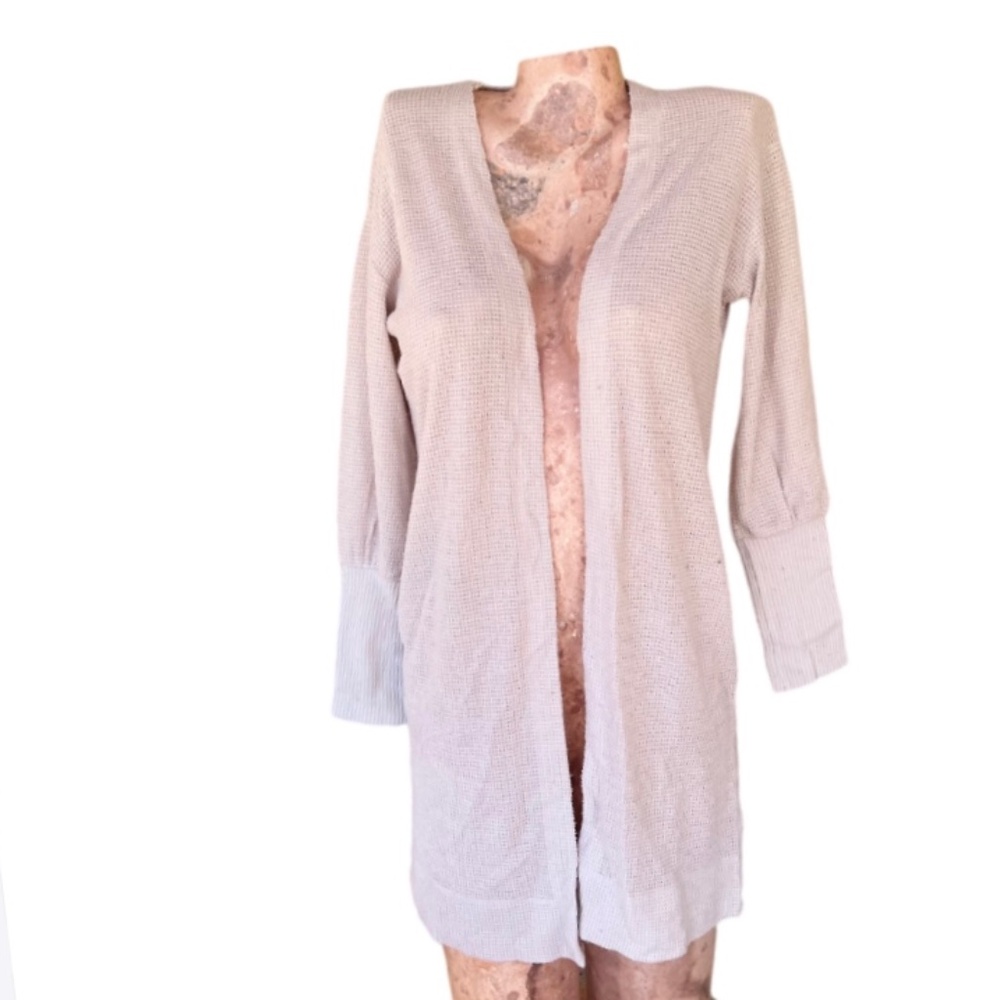 Socialite Balloon Sleeve Waffle Cardigan - Picture 1 of 11